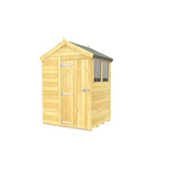 5 x 4 Feet Apex Shed - Single Door With Windows - Wood - L127 x W147 x H217 cm