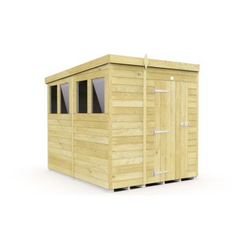 5 x 8 Feet Pent Shed - Single Door With Windows - Wood - L231 x W158 x H201 cm