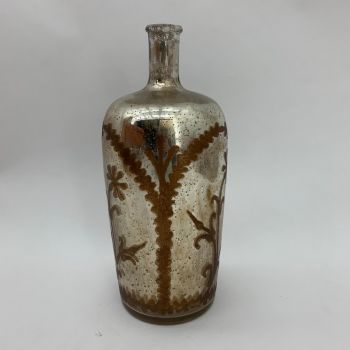 15 Inch Decorative Vase - Tinted Glass - L16 x W16 x H38 cm - Antique Silver