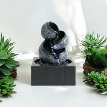 Table-Top Water Fountain - L18 x W18 x H24 cm - Grey