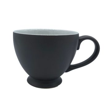 Set of 6 Teacups - Stoneware - L15 x W11 x H9 cm - Black