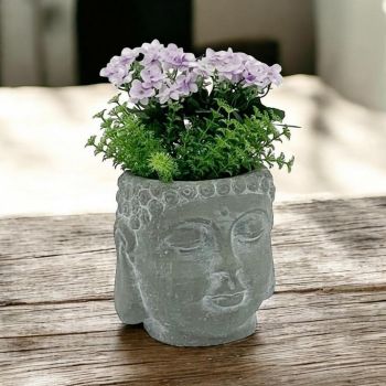 Buddha Flower Pot - L16 x W16 x H17 cm - Grey Cement