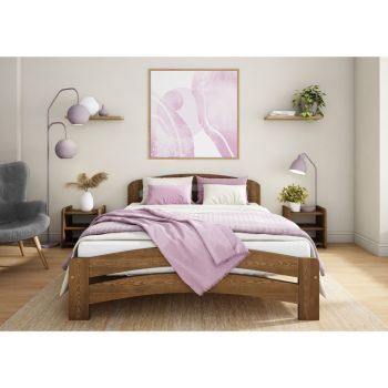 Single Size Bed Frame - Wood - L197 x W98 x H80 cm - Oak