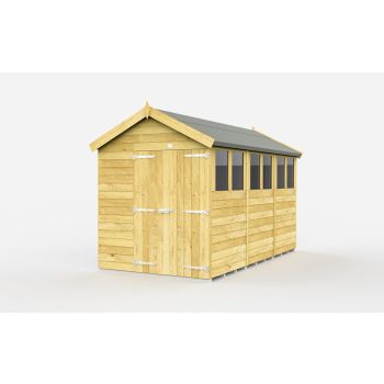 6 x 12 Feet Apex Shed - Double Door With Windows - Wood - L358 x W175 x H217 cm