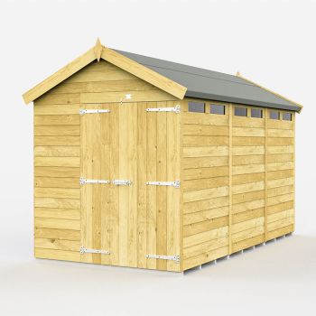 6 x 12 Feet Apex Security Shed - Double Door - Wood - L358 x W175 x H217 cm