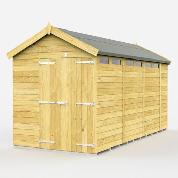 6 x 14 Feet Apex Security Shed - Double Door - Wood - L417 x W175 x H217 cm