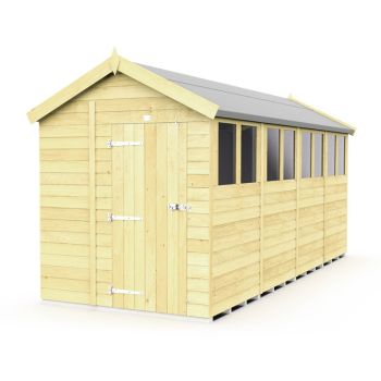 6 x 16 Feet Apex Shed - Single Door With Windows - Wood - L472 x W175 x H217 cm