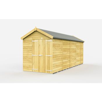 6 x 17 Feet Apex Shed - Double Door Without Windows - Wood - L503 x W175 x H217 cm