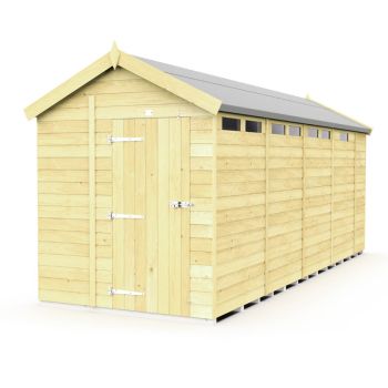6 x 17 Feet Apex Security Shed - Single Door - Wood - L503 x W175 x H217 cm