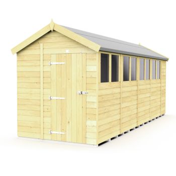 6 x 19 Feet Apex Shed - Single Door With Windows - Wood - L560 x W175 x H217 cm