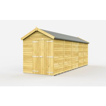 6 x 20 Feet Apex Shed - Double Door Without Windows - Wood - L590 x W175 x H217 cm