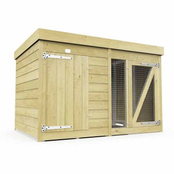 6ft x 4ft Dog Kennel and Run - Wood - L127 x W185 x H127 cm