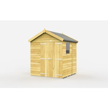 6 x 5 Feet Apex Shed - Double Door With Windows - Wood - L158 x W175 x H217 cm