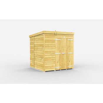 6 x 7 Feet Pent Shed - Double Door Without Windows - Wood - L214 x W185 x H201 cm