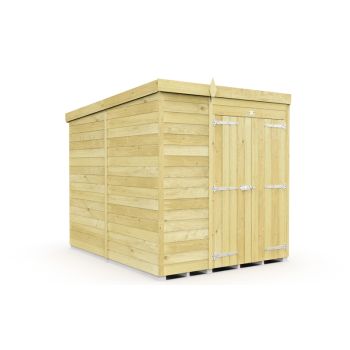 6 x 8 Feet Pent Shed - Double Door Without Windows - Wood - L231 x W185 x H201 cm
