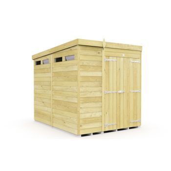 6 x 8 Feet Pent Security Shed - Double Door - Wood - L231 x W185 x H201 cm