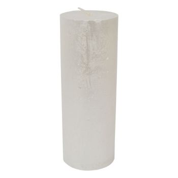 Libra Rustica Pillar Candle - Paraffin - L7 x W7 x H19 cm - Pearl/White