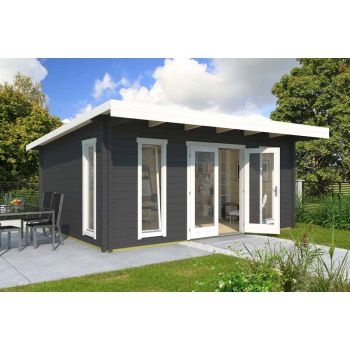 Barbados 5-Log Cabin, Wooden Garden Room, Timber Summerhouse, Home Office - L579 x W509 x H240.99 cm