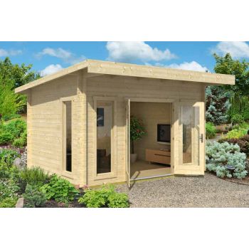 Barbados 3 70mm UK-Log Cabin, Wooden Garden Room, Timber Summerhouse, Home Office - L459 x W419 x H241.94 cm