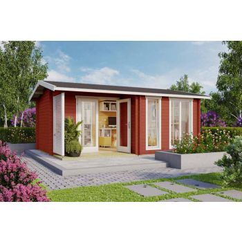 Brighton 70-Log Cabin, Wooden Garden Room, Timber Summerhouse, Home Office - L580 x W430.8 x H241.81 cm