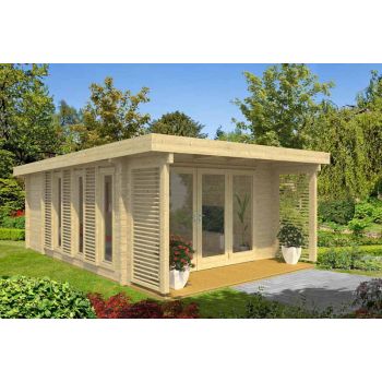 Exeter 1-Log Cabin, Wooden Garden Room, Timber Summerhouse, Home Office - L450 x W674 x H240.99 cm