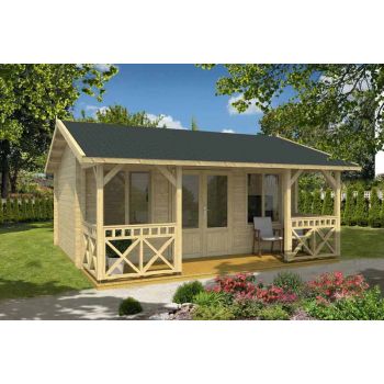 Staffordshire 1-Log Cabin, Wooden Garden Room, Timber Summerhouse, Home Office - L600 x W580 x H306 cm