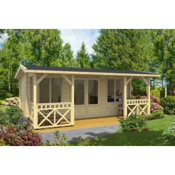 Staffordshire 2-Log Cabin, Wooden Garden Room, Timber Summerhouse, Home Office - L600 x W580 x H244.8 cm