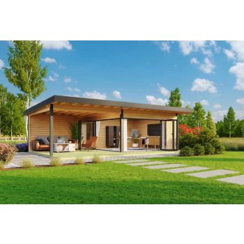 Domeo 10-Log Cabin, Wooden Garden Room, Timber Summerhouse, Home Office - L890 x W590 x H258.4 cm