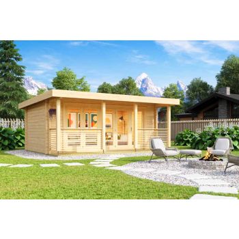 Liverpool 1-Log Cabin, Wooden Garden Room, Timber Summerhouse, Home Office - L610 x W460 x H231.2 cm