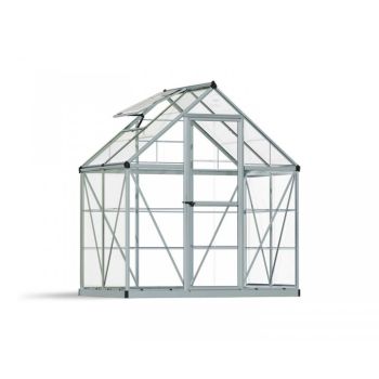 Greenhouse Harmony 6 x 4 - Polycarbonate - L126 x W185 x H208 cm - Silver