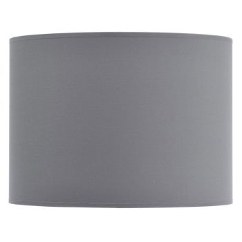 Lined Drum Lampshade - Fabric/Polyester/Cotton Frame - L41 x W41 x H30 cm - Grey/Silver