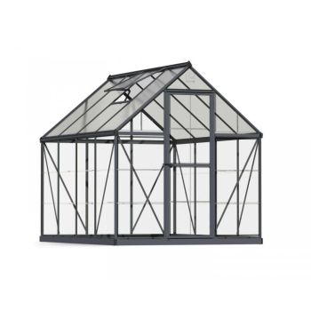 Greenhouse Hybrid 6 x 8 - Polycarbonate - L247 x W185 x H208 cm - Grey