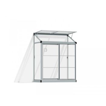 Lean To Greenhouse 4 x 2 - Clear Polycarbonate - L125 x W63.5 x H160 cm - Silver