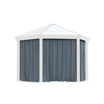 Curtain Set for Hexagonal Gazebo - Polyester - L217 x W232 cm - Grey (Gazebo Not Included)