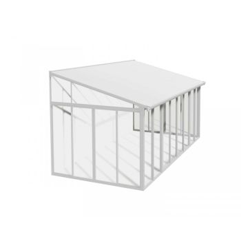 Lean To Greenhouse Sanremo Veranda 3X5.46 - Polycarbonate/Acrylic - L556 x W300 x H310 - White