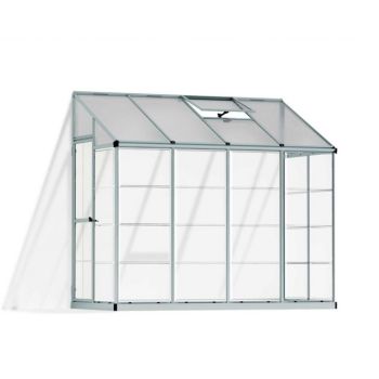 Lean To Greenhouse 8 x 4 - Silver Hybrid Polycarbonate - L243.8 x W123.8 x H224.7 cm - Silver