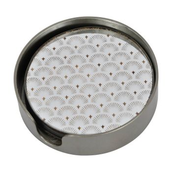 Deco Scallop Coasters (Set of 4) - Glass/Plastic - L11 x W11 x H3 cm - Antique Gold