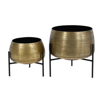 Clyde Tabletop Brass Planters (Set of 2) - Iron - L28 x W28 x H28 cm