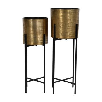 Clyde Floor Standing Brass Planters (Set of 2) - Iron - L26 x W26 x H75 cm