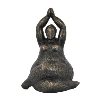 Iris Praying Feminine Form Resin Sculpture - Limestone/Polyresin - L13 x W18 x H24 cm - Bronze