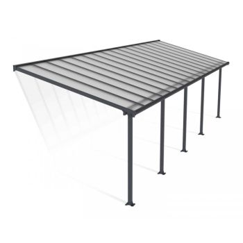Patio Cover Olympia 3 x 9.71 Clear - Polycarbonate - L980 x W300 x H305 cm - Grey