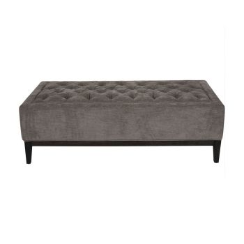Theodore Buttoned XL Ottoman - Wood/Foam/Poly/Metal - L75 x W140 x H48 cm - Grey