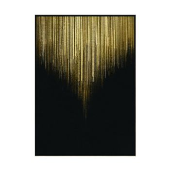 Golden Rain Foiled Framed Wall Art - Canvas/Polyester/Pine - L4 x W100 x H140 cm - Black/Gold