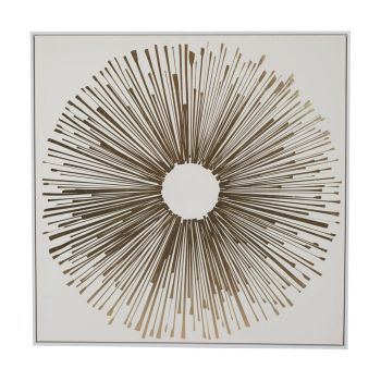 Foiled Sunburst Framed Wall Art - Canvas/Polyester/Pine - L4 x W100 x H100 cm - Gold