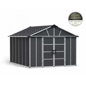 Yukon 11 x 13.1 Shed - Polycarbonate - L395 x W332 x H252 cm - Dark Grey