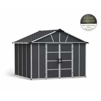 Yukon 11 x 9 Shed + Floor Wpc - Polycarbonate - L271 x W332 x H252 cm - Dark Grey