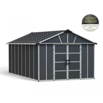 Yukon 11 x 17.2 Shed + Floor Wpc - Polycarbonate - L519 x W332 x H252 cm - Dark Grey