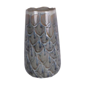 Armadillo Azure Vase - Ceramic - L19 x W19 x H34 cm - White/Blue/Grey