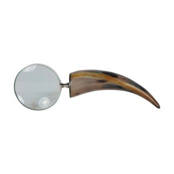 Hanson Horn Inlay Magnifying Glass - Steel/Horn - L10 x W31 x H5 cm - Silver/Brown