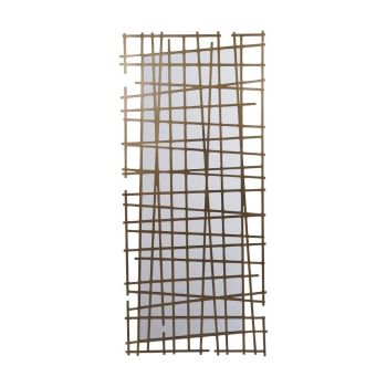 Lattice Wall Decor Mirror Brass Finish - Glass/Iron - L3 x W62 x H140 cm - Dark Gold Iron Coated Clear Mirror